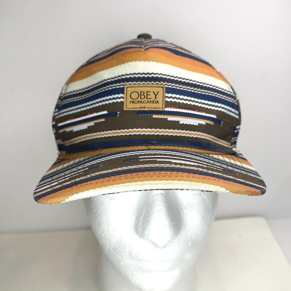Obey Propaganda Hat Cap Strap Back One Size Brown Orange Aztec Southwest Mens